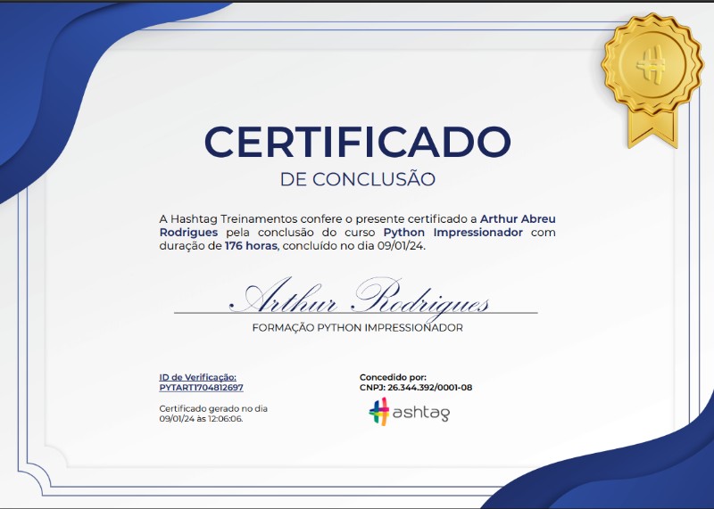 Pré-visualização do Certificado de Python